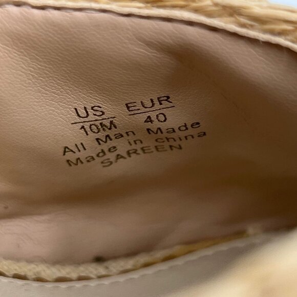Sam Edelman Beige Wicker Heeled Peep Toe Mules | Size 10 - Picture 3 of 11